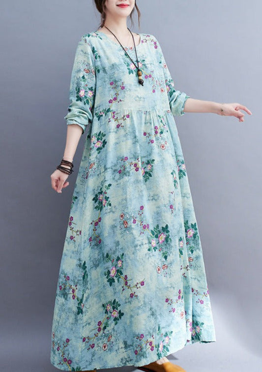 Vintage Floral Print Plus Size Summer Dress