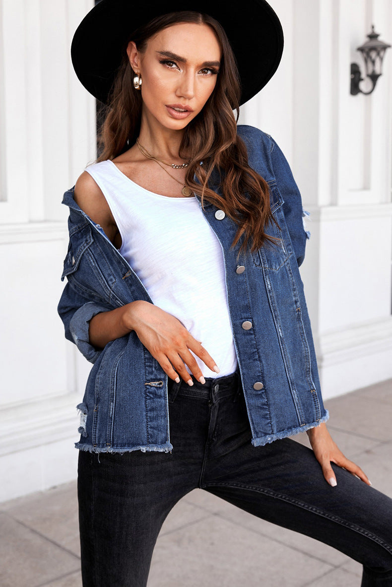 Women's Fashion Washed Cardigan Denim Jacket