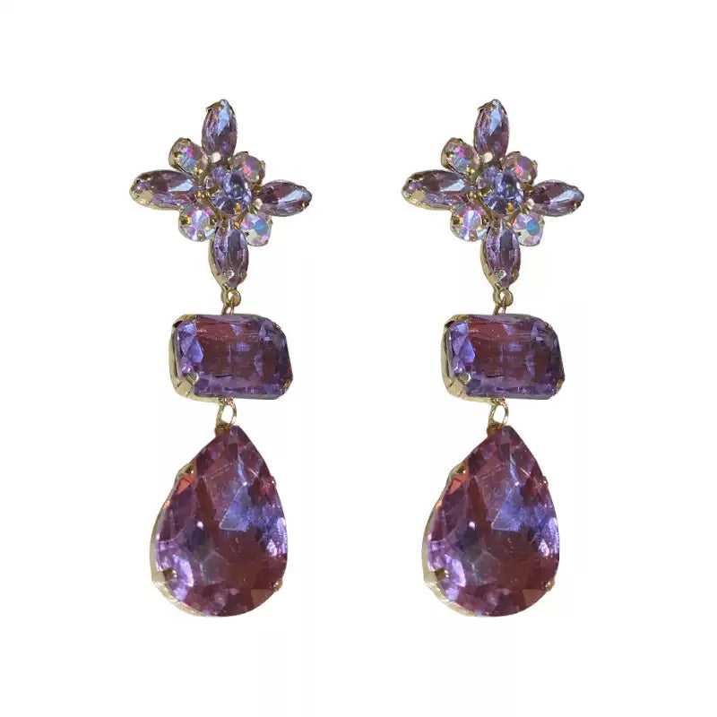 Beautiful Purple Statement Contrast Color Earrings