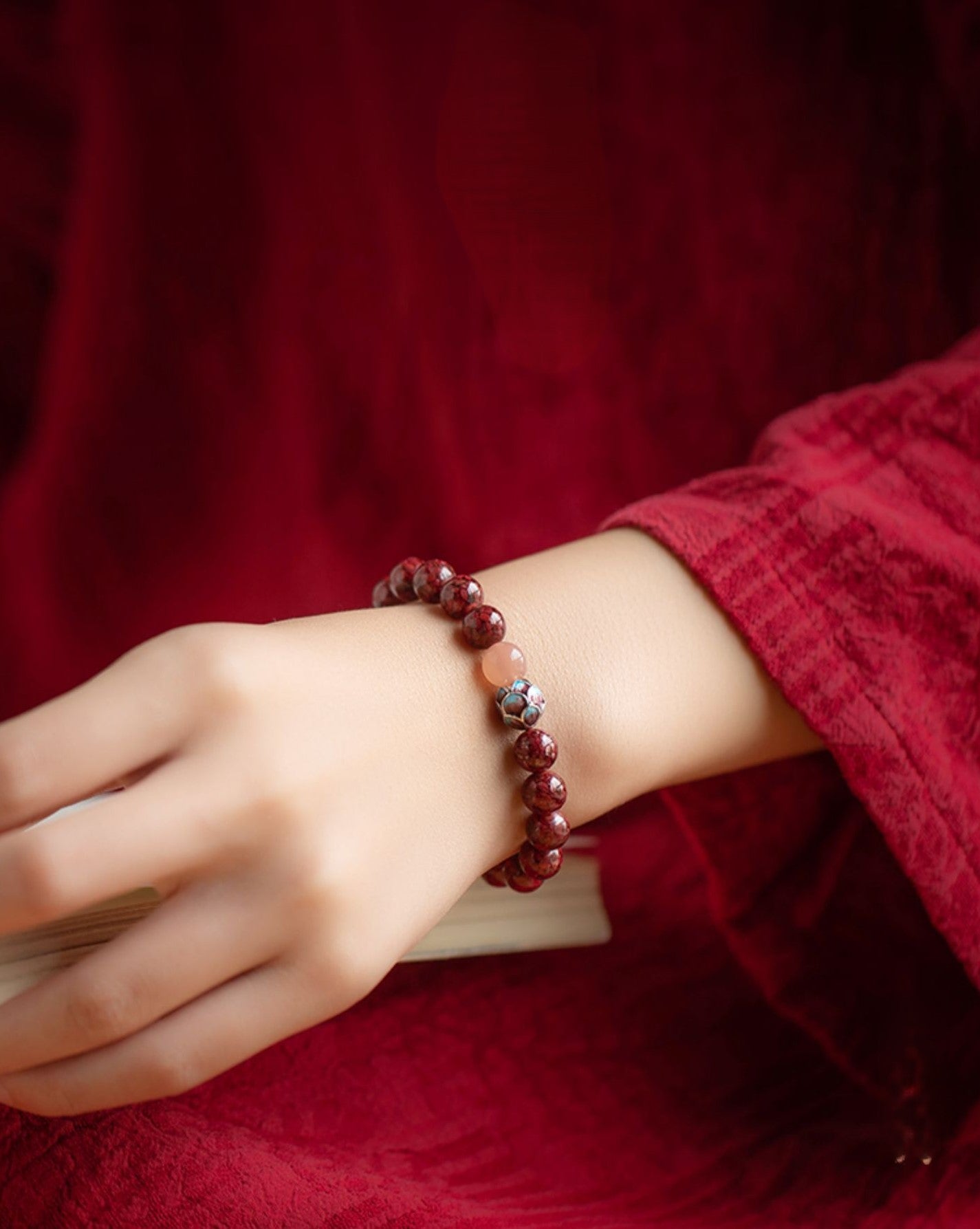 Natural Cinnabar Fashion Women's DIY Beaded Bracelet