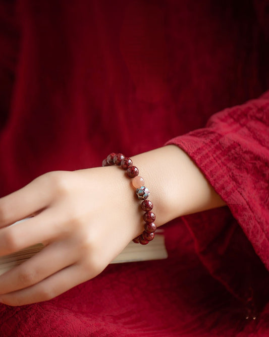 Natural Cinnabar Fashion Women's DIY Beaded Bracelet