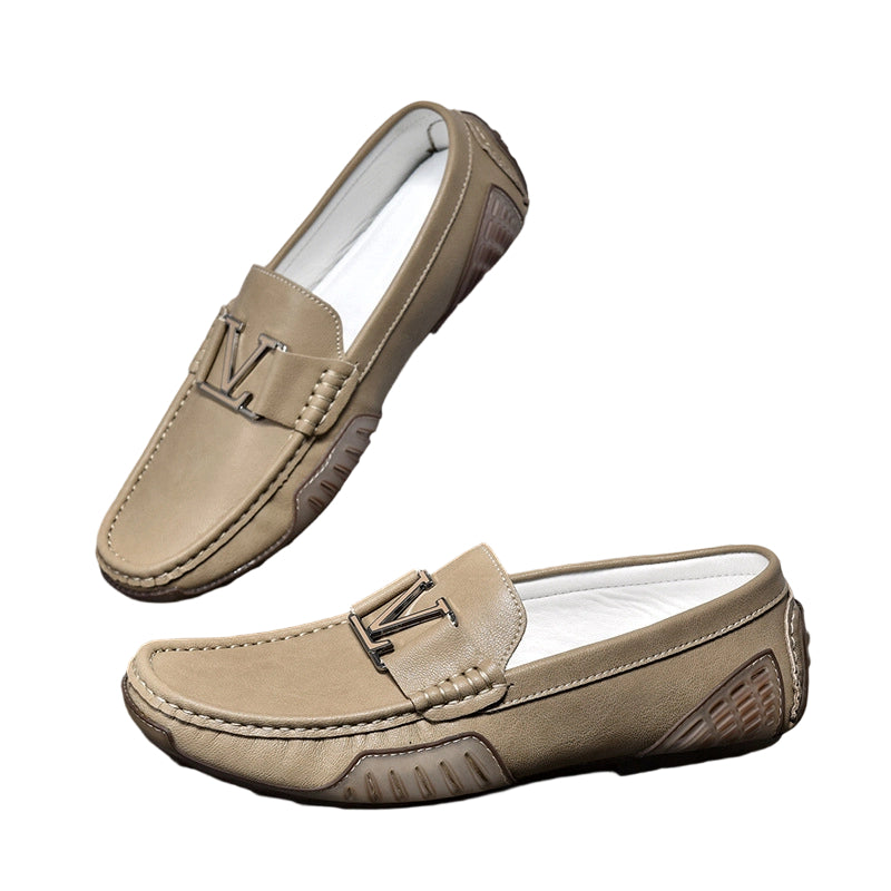 Men's Fashion British Style Blue Genuine Leather Shoes