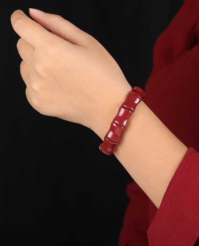 Unique Bamboo-Joint Natural Cinnabar Bracelet