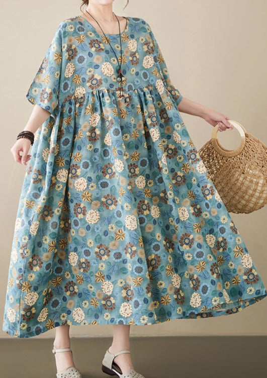 Loose Relaxed Cotton Floral Print Dress