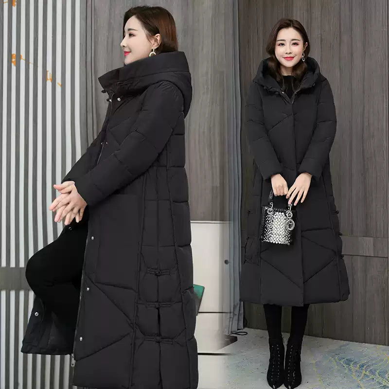 Luxury Loose fitting womens parka Jackets rose hooded Button Down warm winter coat