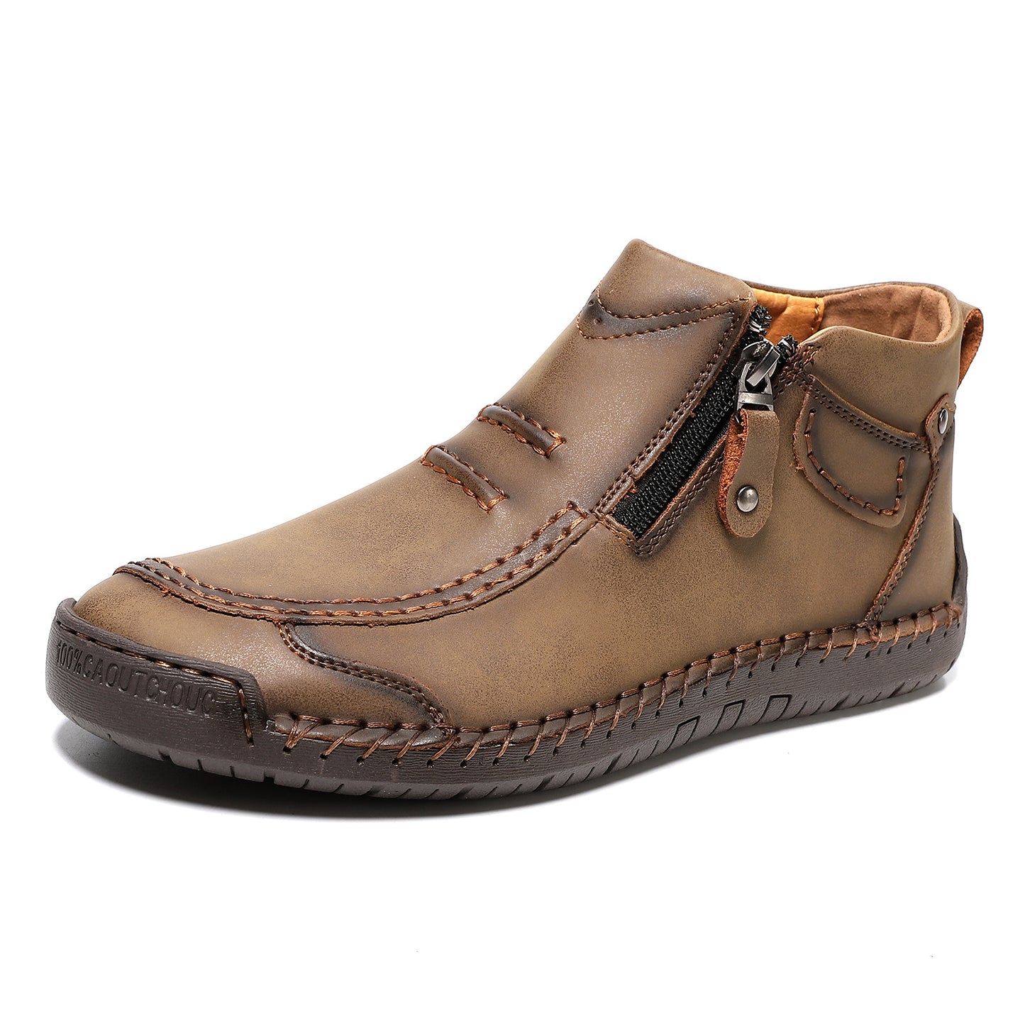 Men's Casual Hand-Stitched Zipper High-Top Martin Boots
