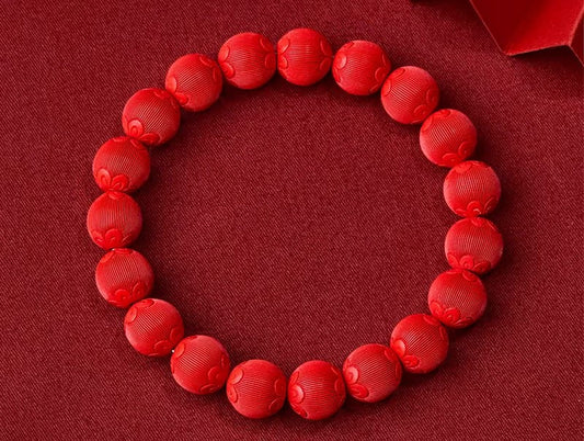 Velvet-Finish Natural Cinnabar Artisan Bracelet for Women