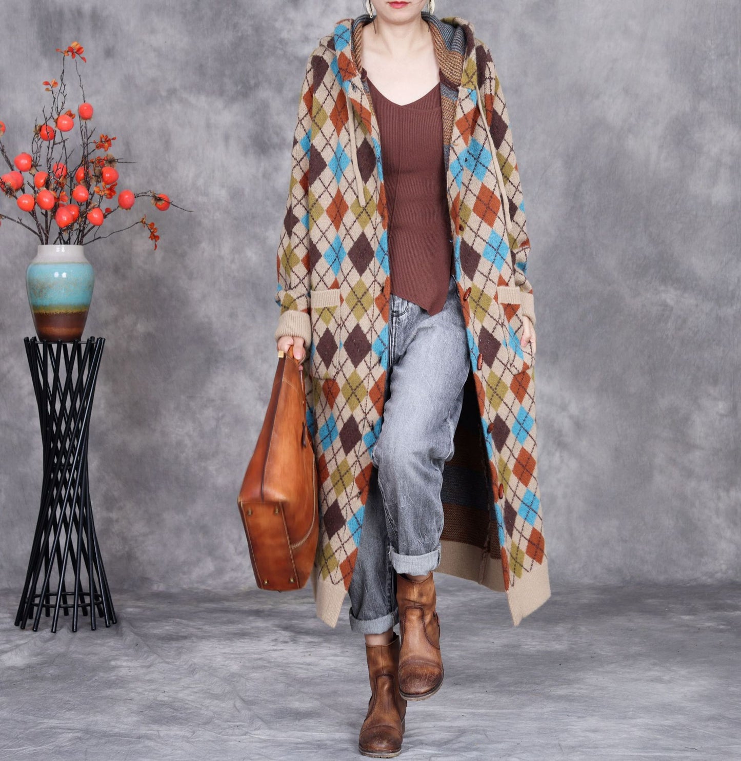 Retro Loose Apricot Knit Sweaters Fall