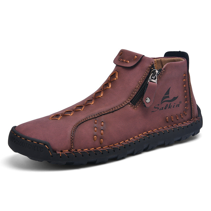 New Men's Zip-Up Breathable Martin Boots