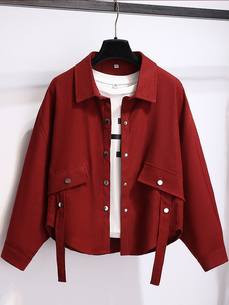 Unique Mulberry Oversized Cotton Shirt Tops Batwing Sleeve