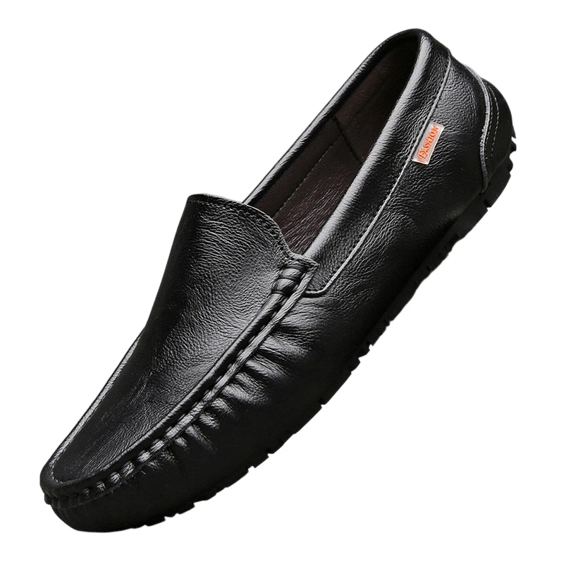 Men's Black Casual Leather Shoes for Summer