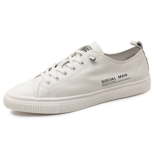 Men's Stylish White Genuine Leather Casual Shoes