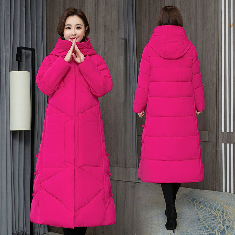 Luxury Loose fitting womens parka Jackets rose hooded Button Down warm winter coat