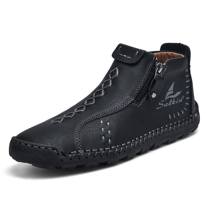 New Men's Zip-Up Breathable Martin Boots
