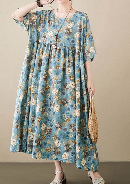 Loose Relaxed Cotton Floral Print Dress