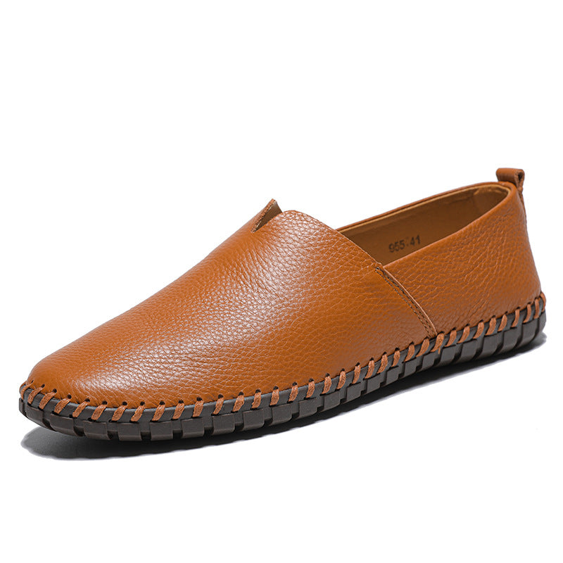 Men's Slip-On Hand-Stitched Casual Genuine Leather Shoes