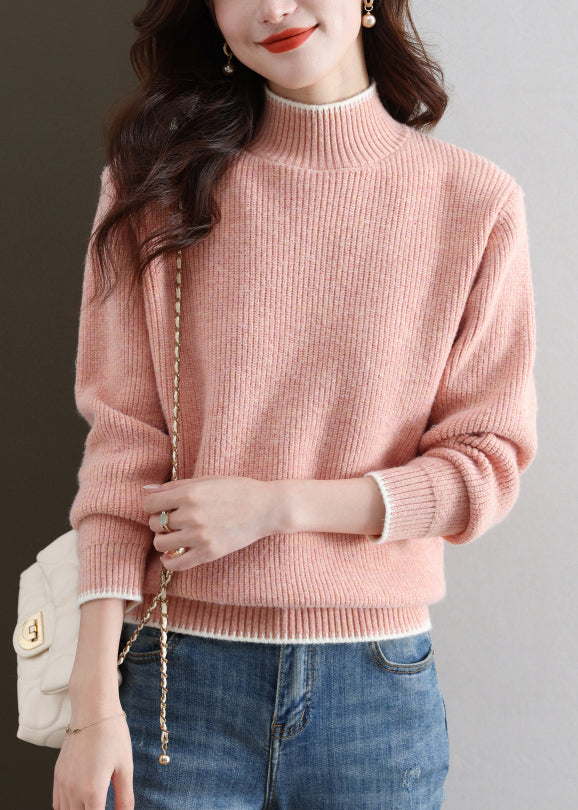 Pink Cozy Thick Knit Fall Sweater Turtleneck