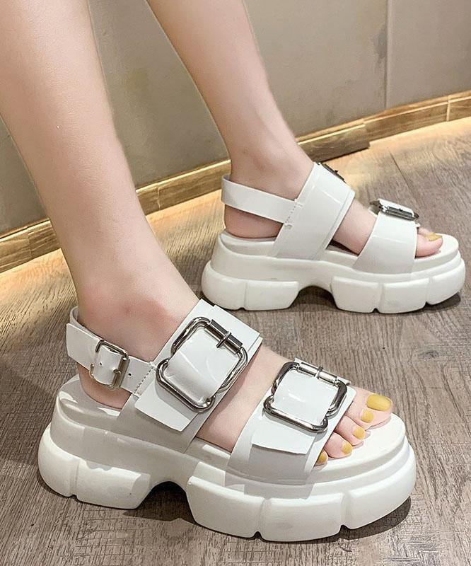 Platform White Buckle Hiking Sandals Strap