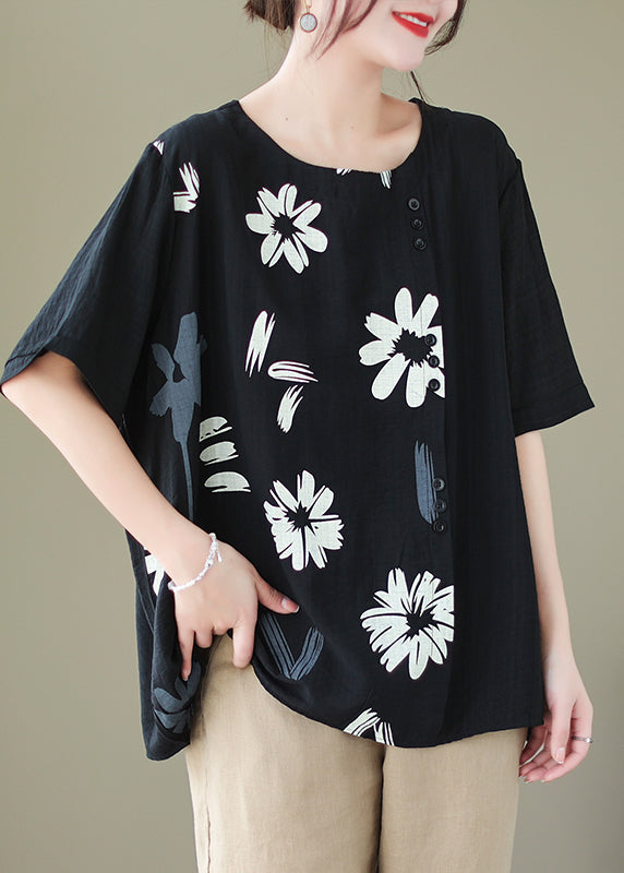 Original Design Black Cotton Vest Oversized Side Open Summer