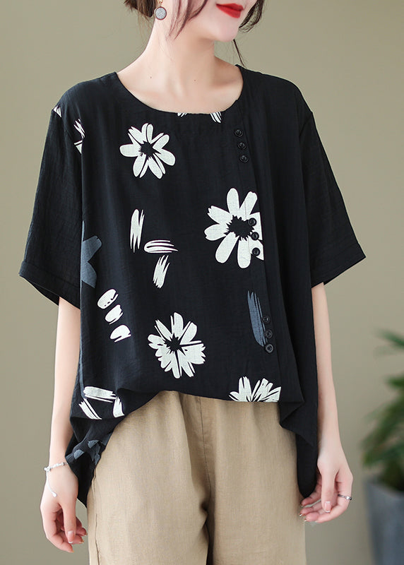 Original Design Black Cotton Vest Oversized Side Open Summer