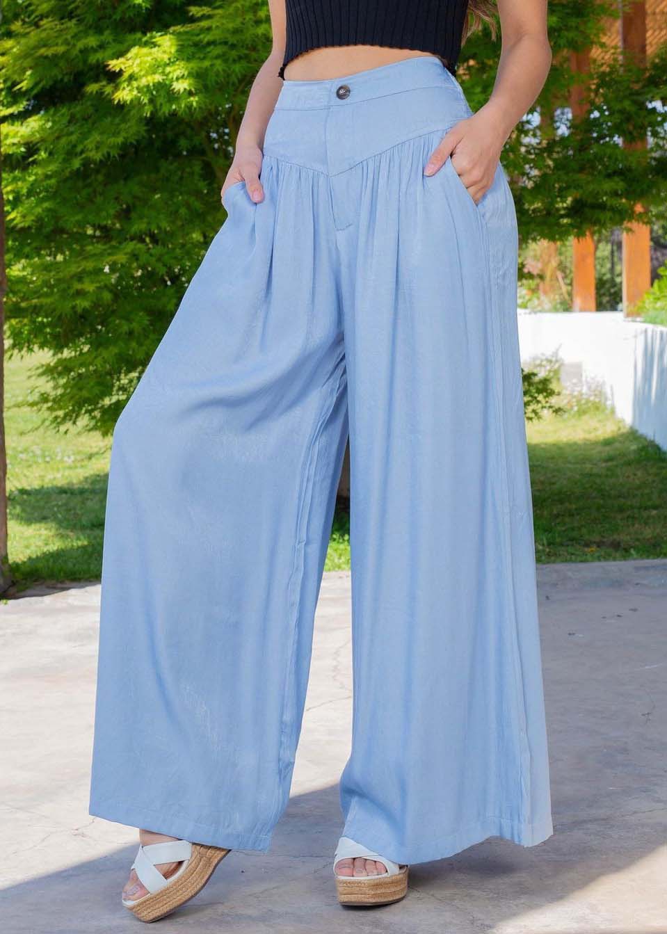 Blue High Waist Patchwork Wrinkle Oversized Denim Wide Leg Pants Summer