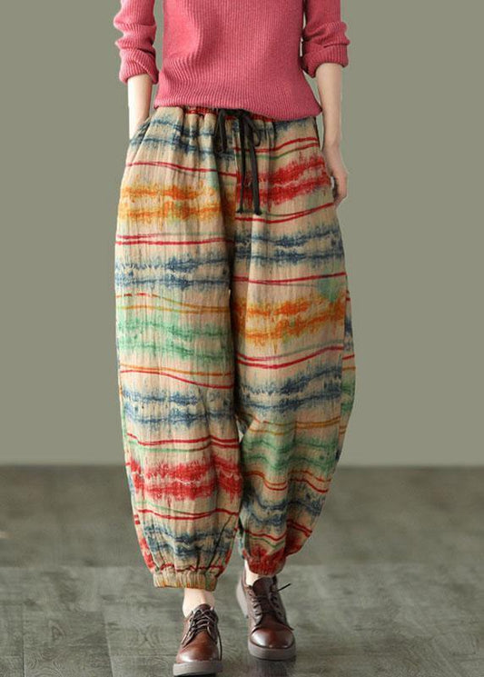 Beautiful Sunset Print Fall Linen Harem Pants