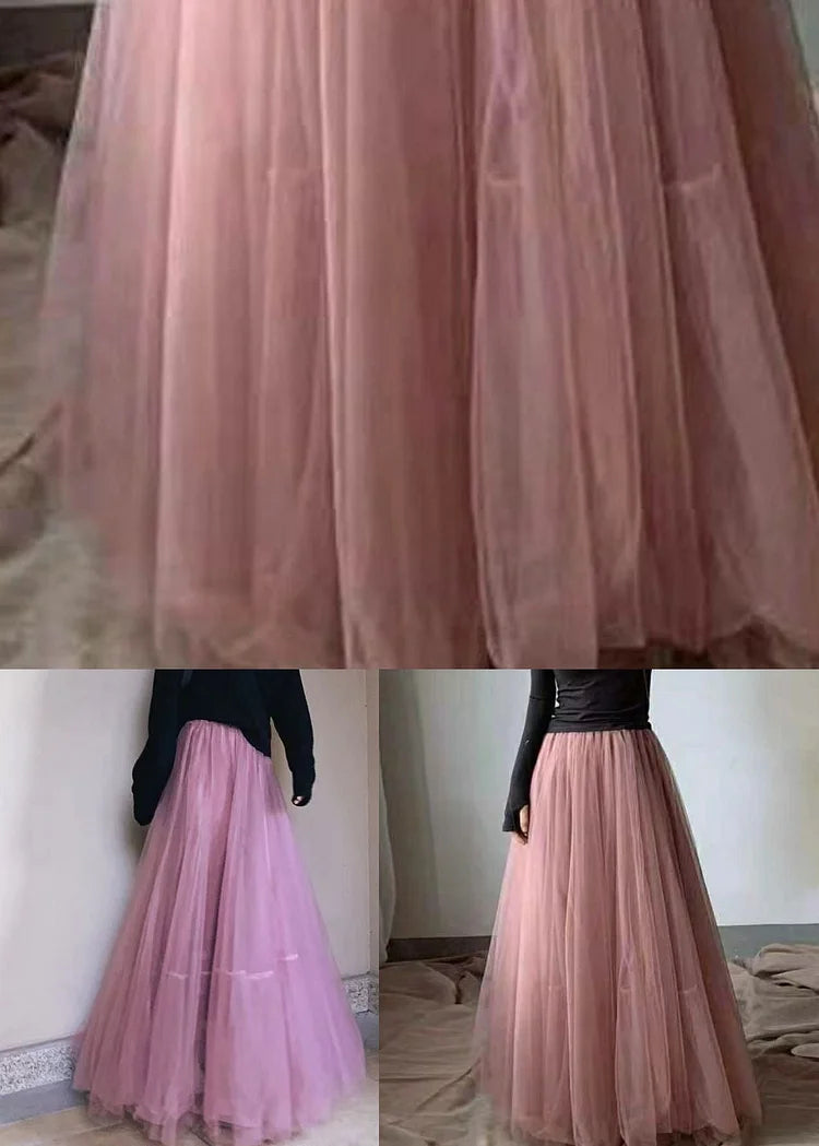 Purple Extra Large Hem Tulle Skirts Wrinkled Spring