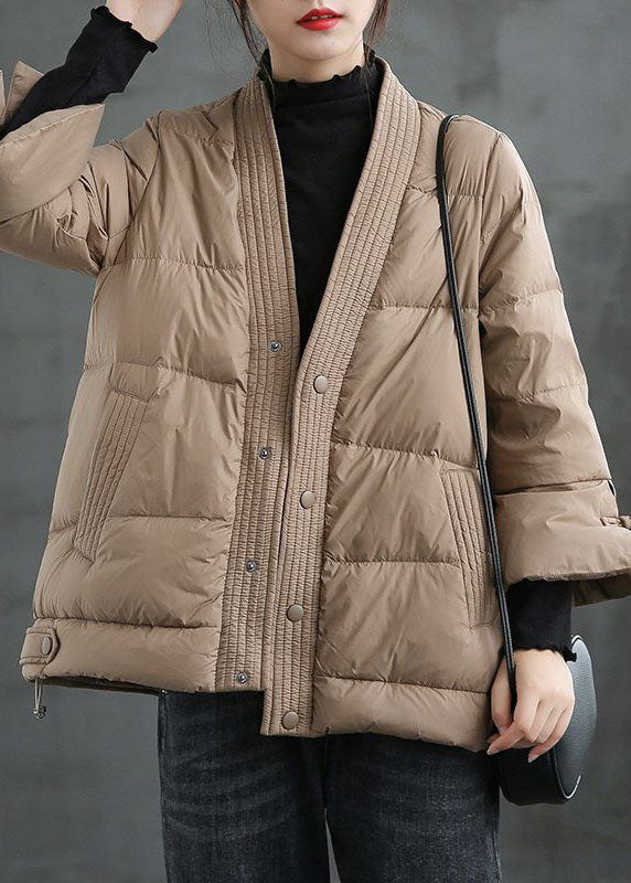 V Neck Button Thick fashion Winter Duck Down Jackets