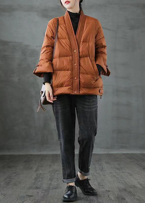 V Neck Button Thick fashion Winter Duck Down Jackets