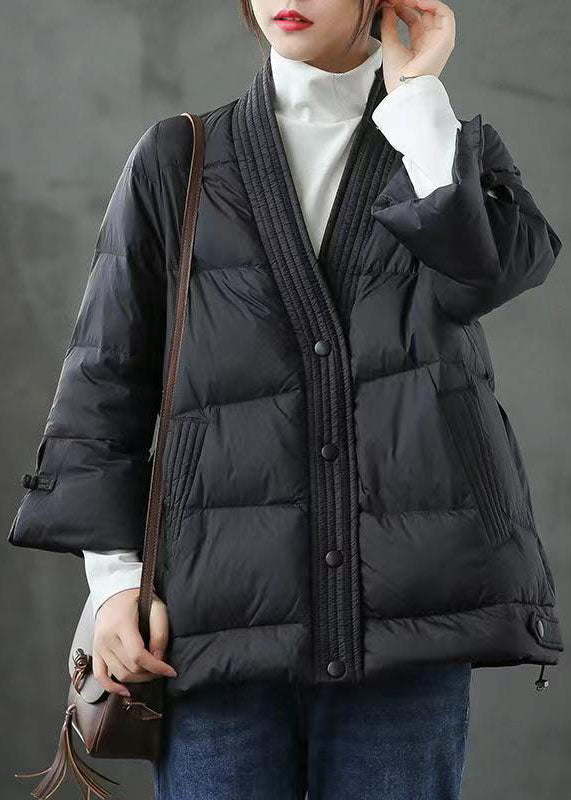 V Neck Button Thick fashion Winter Duck Down Jackets