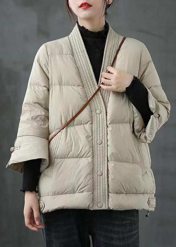 V Neck Button Thick fashion Winter Duck Down Jackets