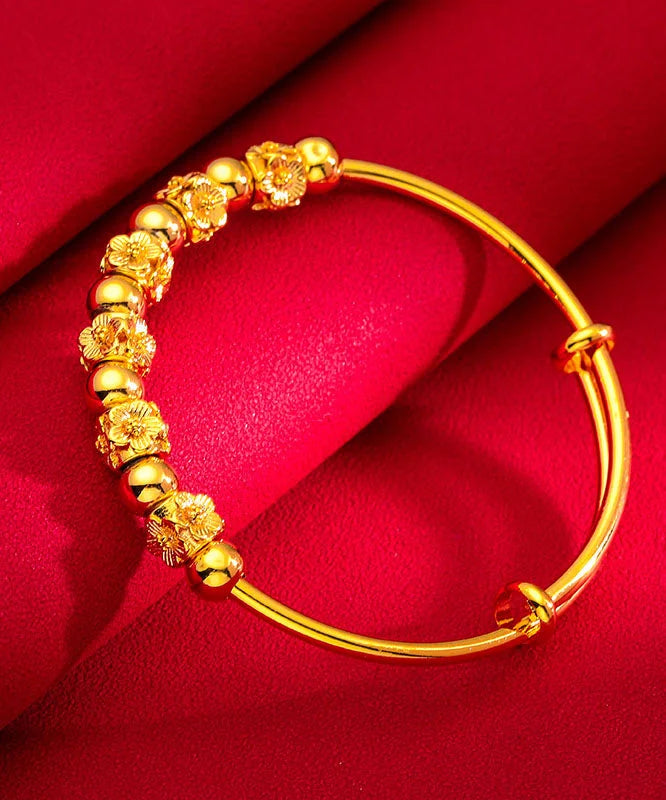 Retro Gold Copper Overgild Plum Blossom Bangle