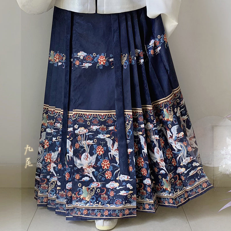 White Elegant Chinese Style Printing Skirts Sprin