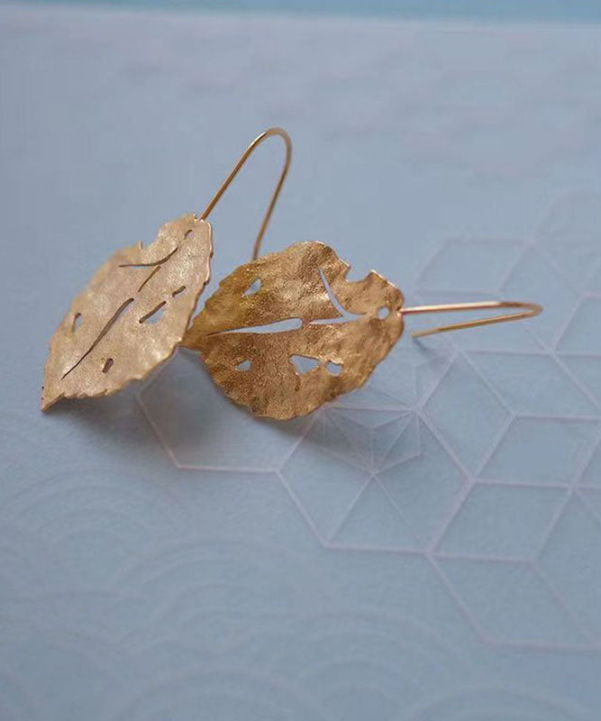 Sexy Khaki Copper Overgild Maple Leaf Drop Earrings