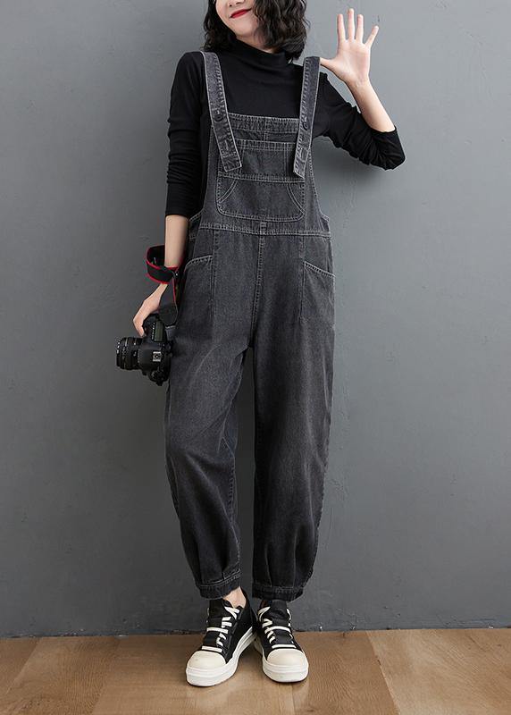 Simple Black Denim Lounge Pants Unique Spring Jumpsuits