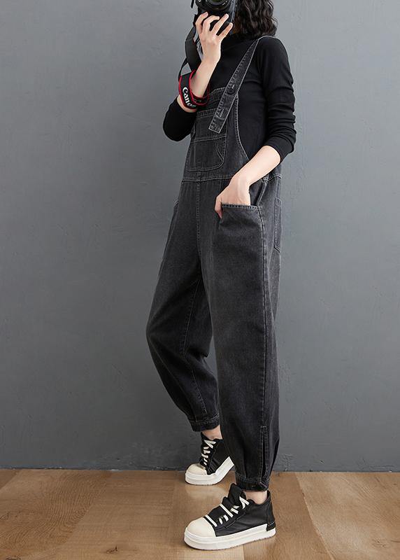 Simple Black Denim Lounge Pants Unique Spring Jumpsuits