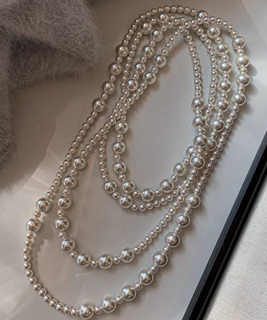 Simple White Pearl Gratuated Bead Necklace