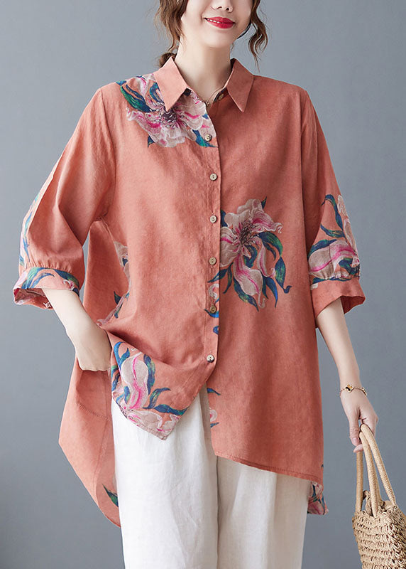 Style Oversized Printed Yellow Cotton Shirt Top Half Sleeves