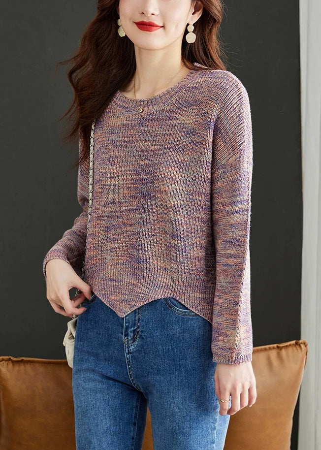 Stylish Pink O Neck Cozy Wool Knit Sweaters Fall