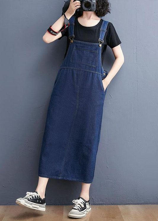 Summer Large Pocket Denim Strap Skirt