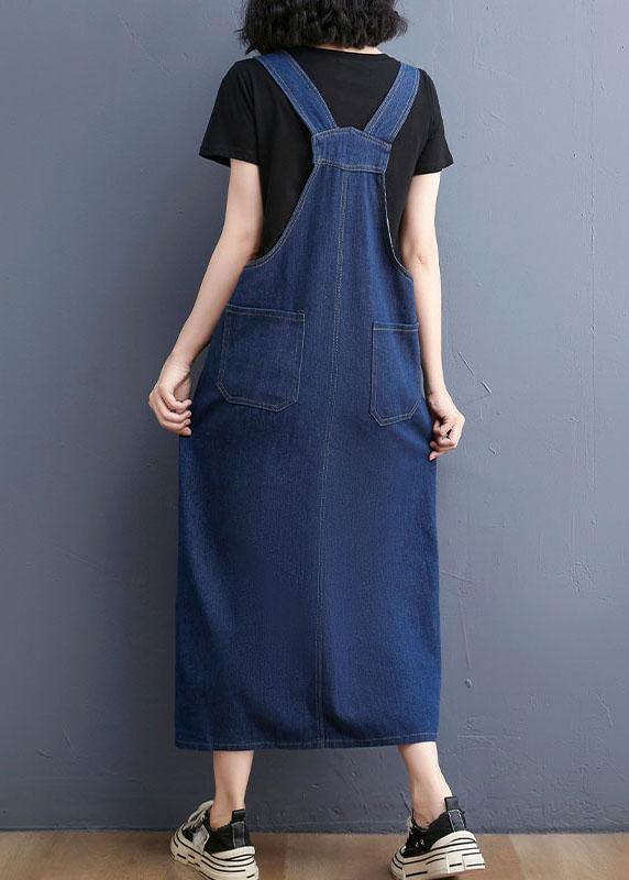 Summer Large Pocket Denim Strap Skirt