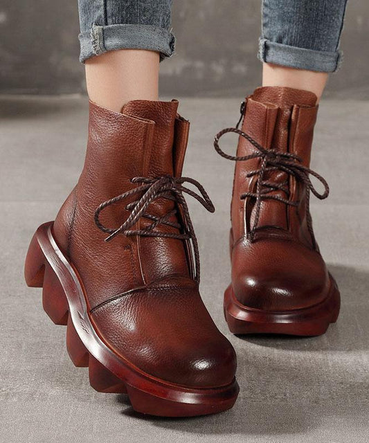 Leather Ankle Boots In Brown