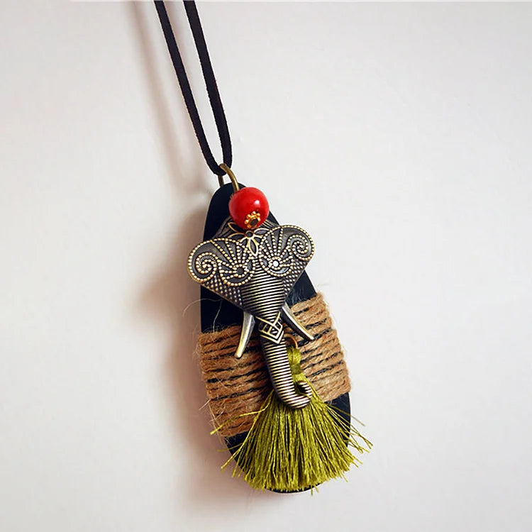 Vintage Ethnic Tassel Necklace Sweater Pendants