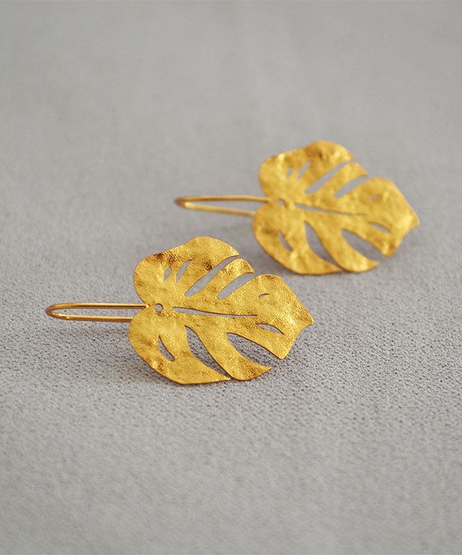 Vintage 14K Gold Leaf Shape  Gold Copper Stud Earrings
