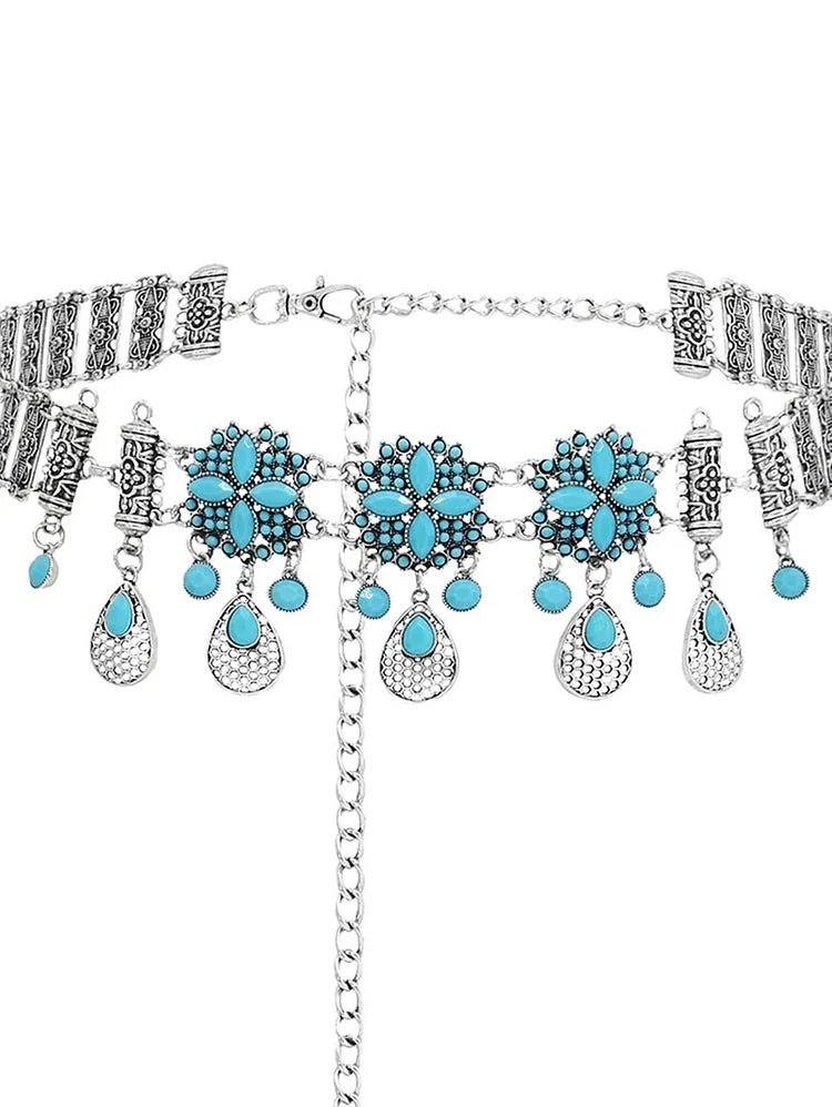 Vintage Turquoise Water Drop Tassel Belt