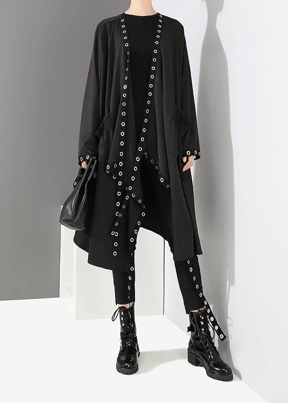 Unique Cape Style Solid Black Woman Coat