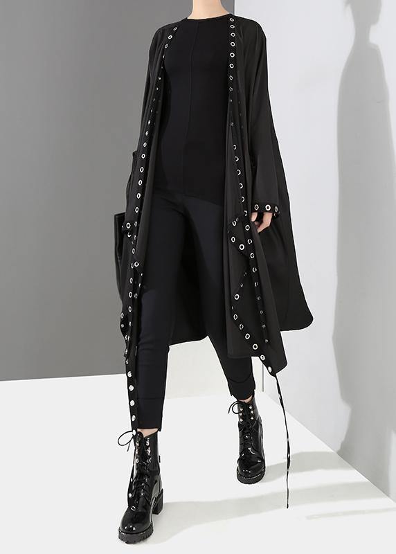 Unique Cape Style Solid Black Woman Coat