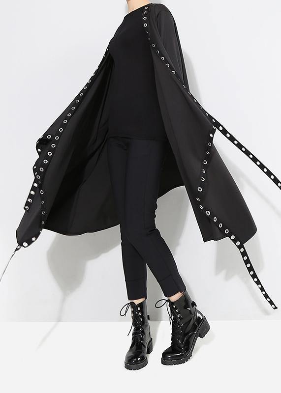 Unique Cape Style Solid Black Woman Coat