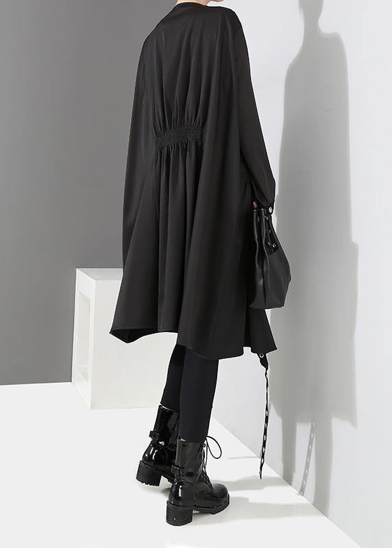 Unique Cape Style Solid Black Woman Coat