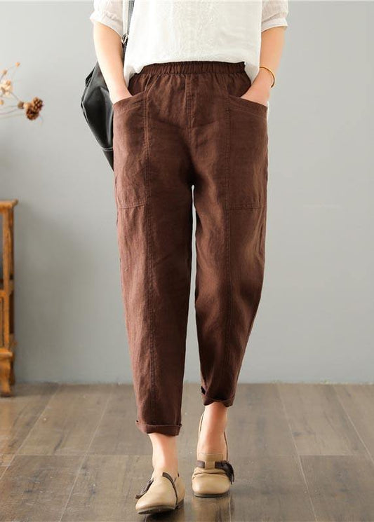 Women Chocolate Cotton Linen Summer Pants